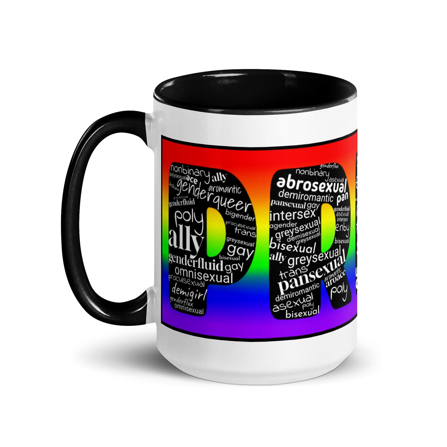 LGBTQ Inclusive Pride Coffee Tea Mug with Color Inside lgbtq-inclusive-pride-coffee-tea-mug-with-color-inside-black-15-oz-left