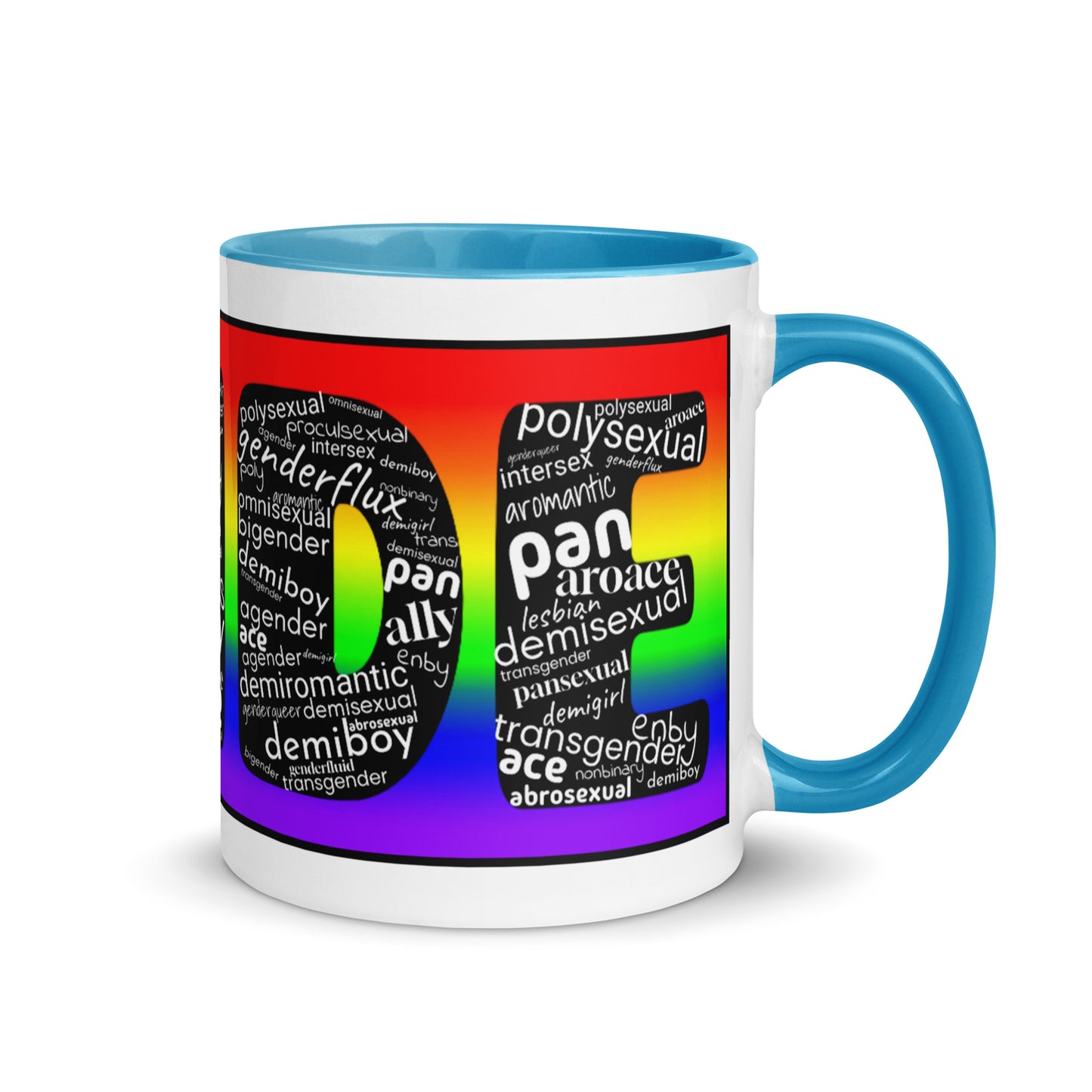 LGBTQ Inclusive Pride Coffee Tea Mug with Color Inside Blue 11 oz Pride lgbtq-inclusive-pride-coffee-tea-mug-with-color-inside-blue-11-oz-right