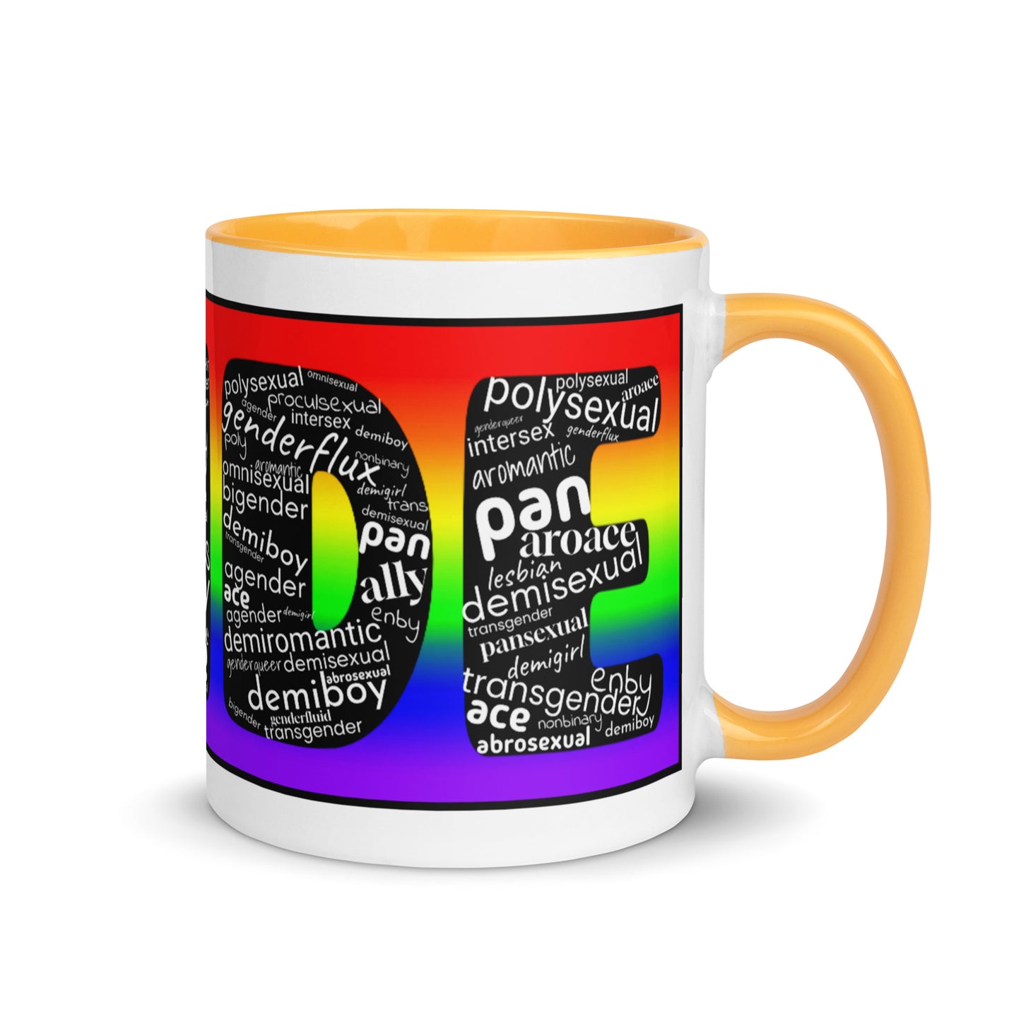 LGBTQ Inclusive Pride Coffee Tea Mug with Color Inside Golden Yellow 11 oz Pride lgbtq-inclusive-pride-coffee-tea-mug-with-color-inside-golden-yellow-11-oz-right