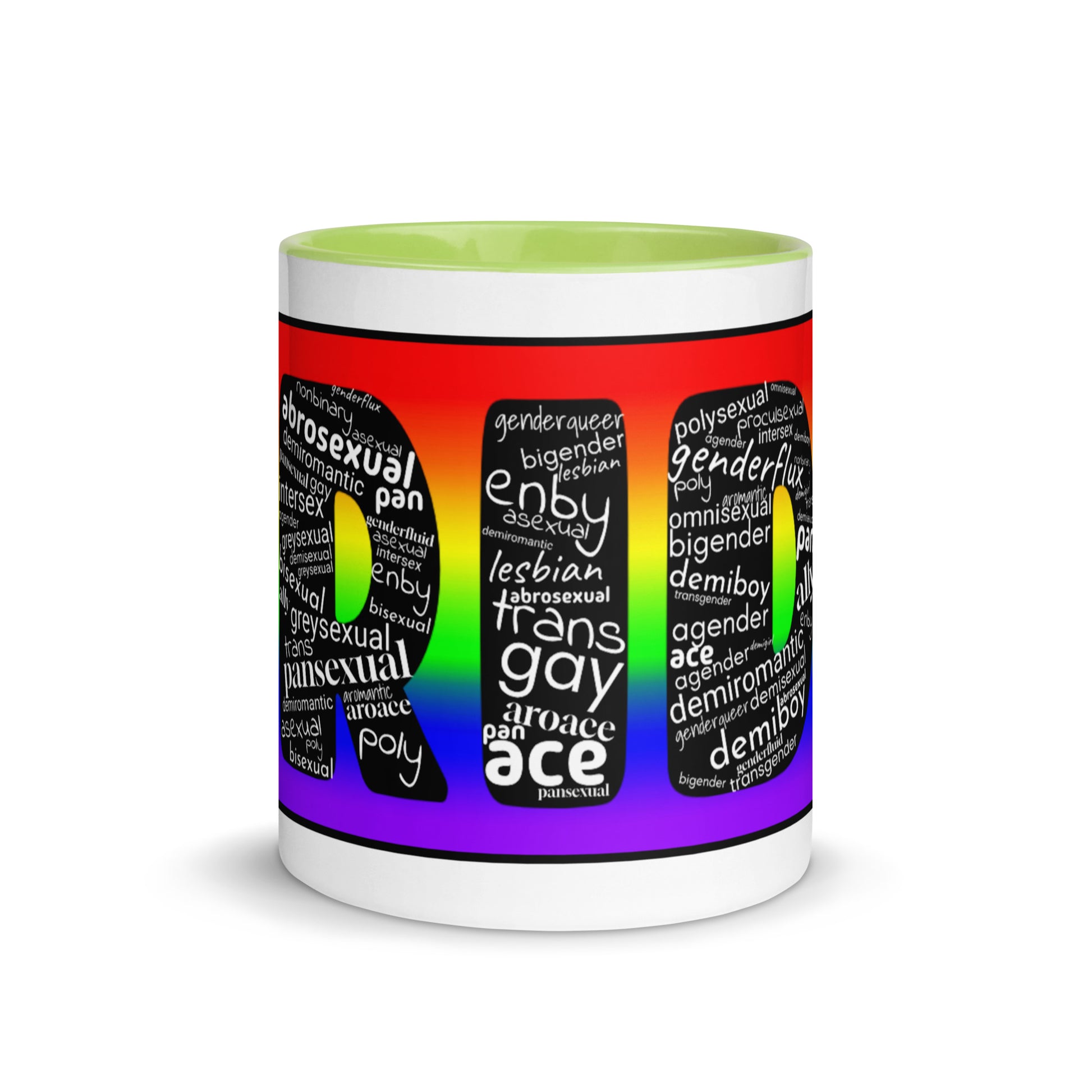 LGBTQ Inclusive Pride Coffee Tea Mug with Color Inside lgbtq-inclusive-pride-coffee-tea-mug-with-color-inside-green-11-oz-front