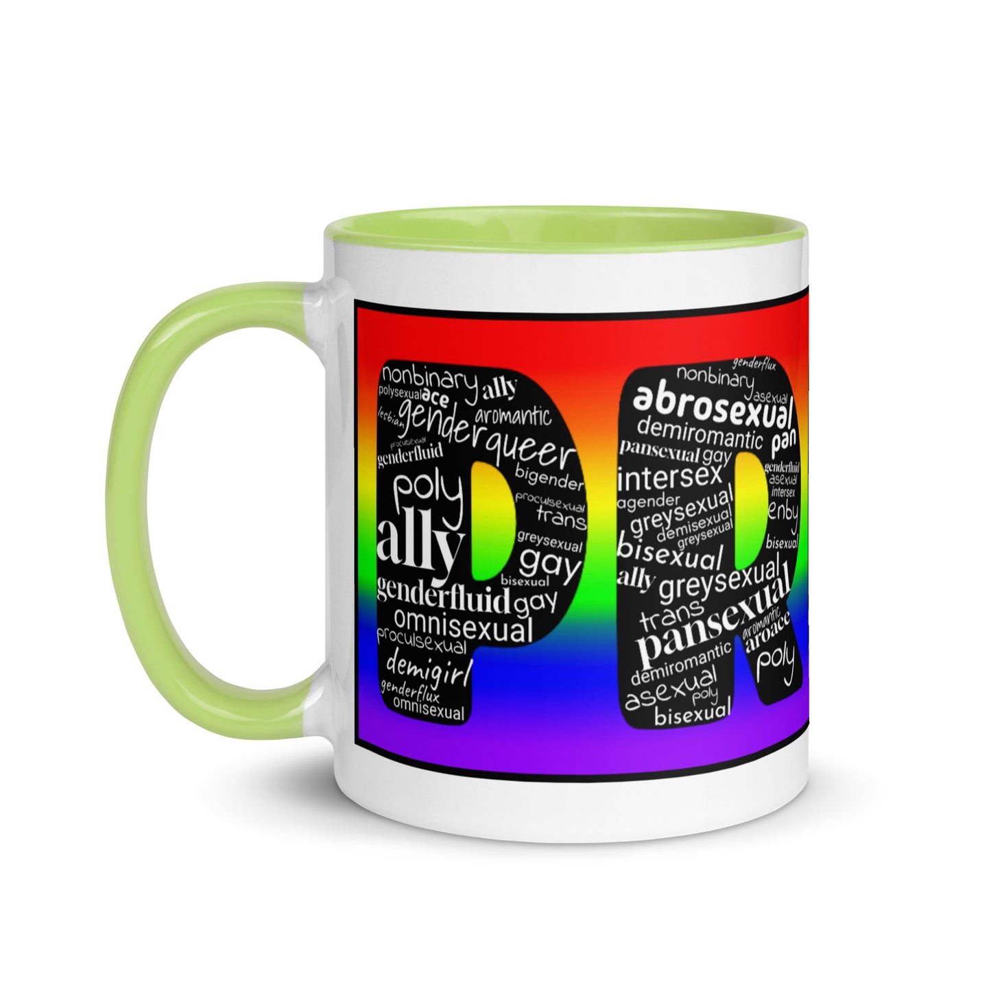 LGBTQ Inclusive Pride Coffee Tea Mug with Color Inside lgbtq-inclusive-pride-coffee-tea-mug-with-color-inside-green-11-oz-left