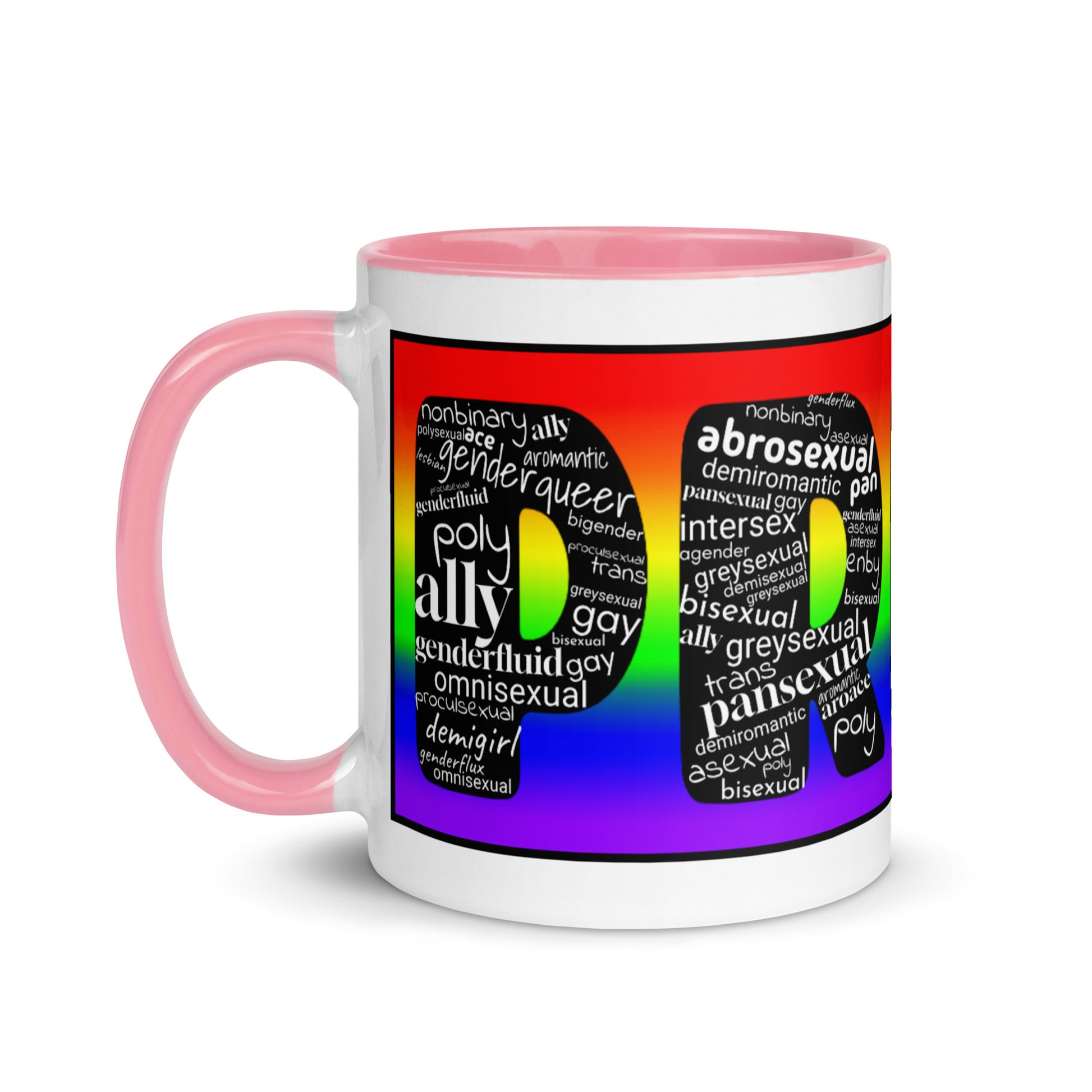 LGBTQ Inclusive Pride Coffee Tea Mug with Color Inside lgbtq-inclusive-pride-coffee-tea-mug-with-color-inside-pink-11-oz-left