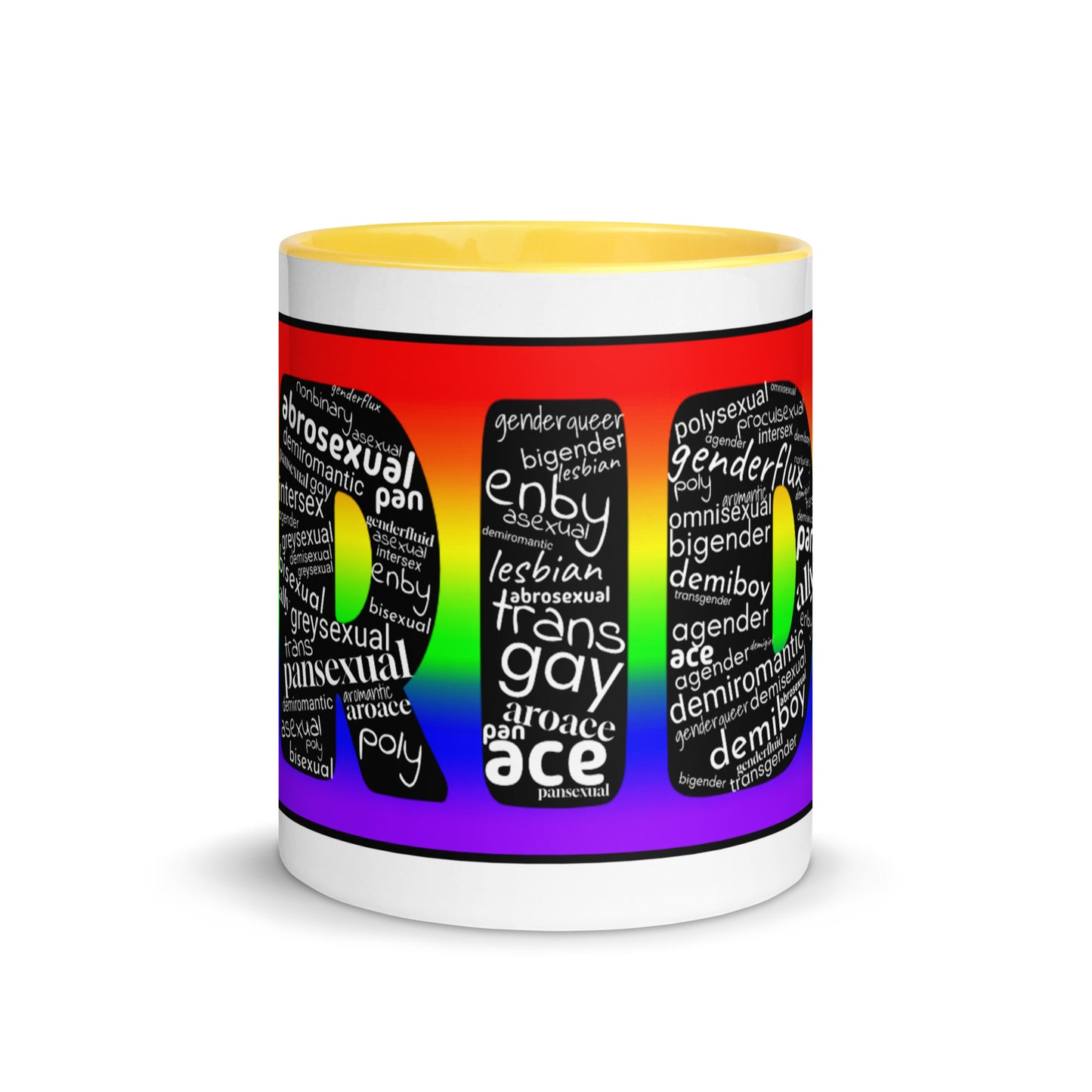 LGBTQ Inclusive Pride Coffee Tea Mug with Color Inside lgbtq-inclusive-pride-coffee-tea-mug-with-color-inside-yellow-11-oz-front