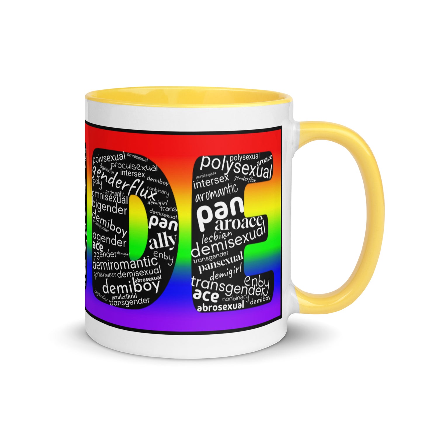 LGBTQ Inclusive Pride Coffee Tea Mug with Color Inside Yellow 11 oz Pride lgbtq-inclusive-pride-coffee-tea-mug-with-color-inside-yellow-11-oz-right
