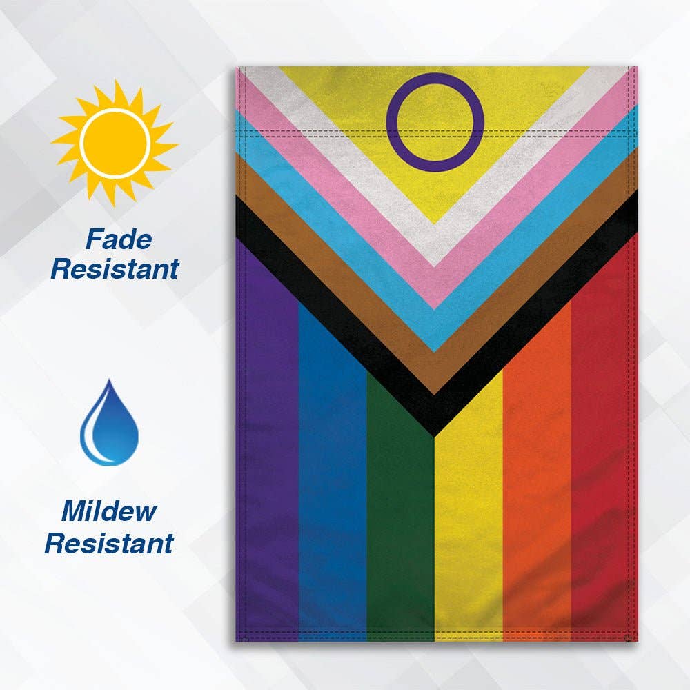 LGBTQ Inclusive Progress Pride Garden Flag 12x18in lgbtq-inclusive-progress-pride-garden-flag-12x18in-information