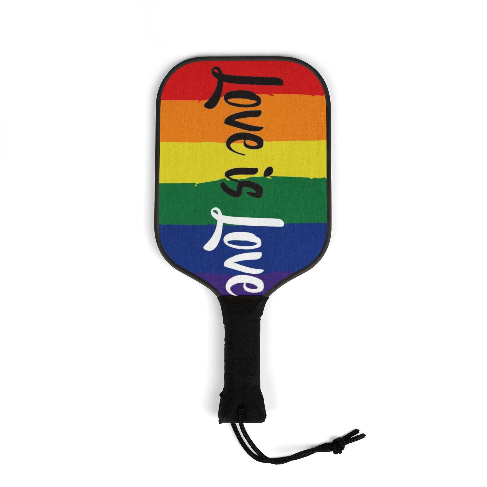 LGBTQ Love Is Love Rainbow Pickleball Paddle Set with Balls lgbtq-love-is-love-rainbow-pickleball-paddle-set-with-balls-single-paddle