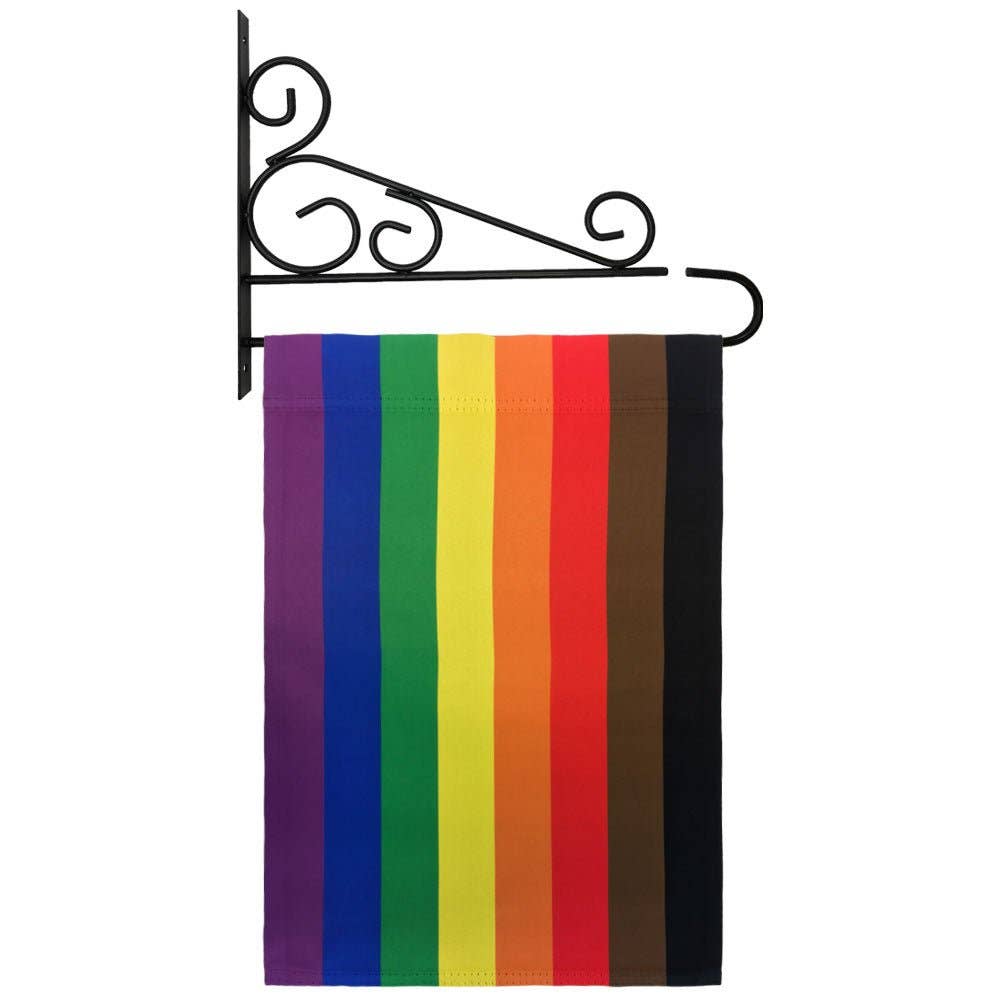 LGBTQ Philly Pride Rainbow Garden Flag 12x18in Pride Flag with Wall Bracket lgbtq-philly-pride-rainbow-garden-flag-12x18in-bracket Garden Flag