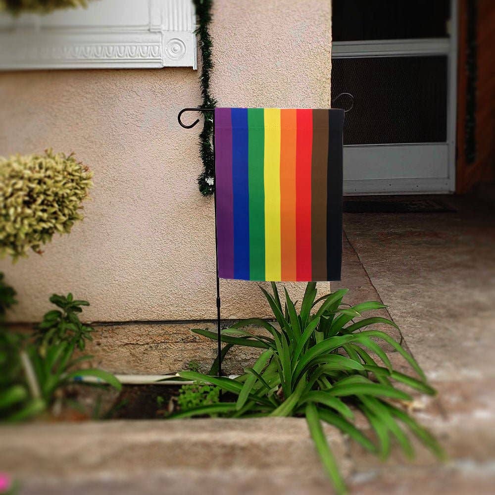 LGBTQ Philly Pride Rainbow Garden Flag 12x18in lgbtq-philly-pride-rainbow-garden-flag-12x18in-lifestyle Garden Flag