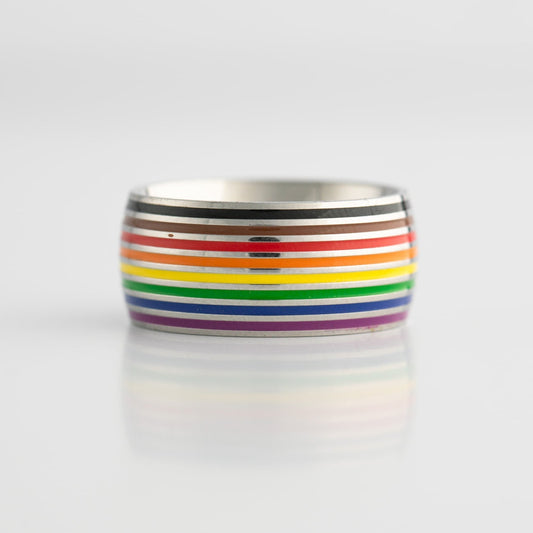 Ring with lgbtq pride philly rainbow stripes on a white background
