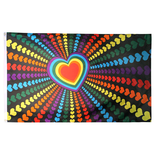 LGBTQ Pride Flag 3x5 - Rainbow Love Pride 3x5 lgbtq-pride-Rainbow-heart-flag