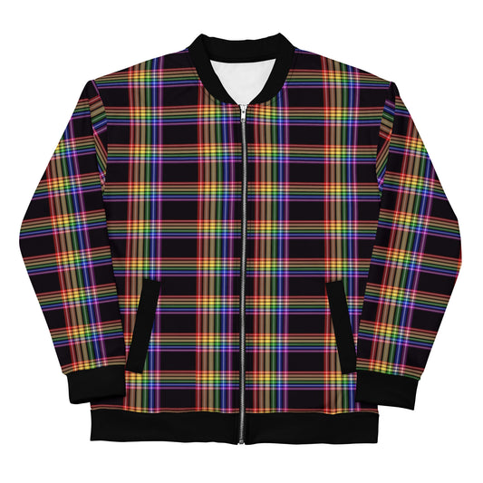 LGBTQ Pride Bomber Jacket Coat - Plaid Pride lgbtq-pride-bomber-jacket-coat-plaid-unisex-front