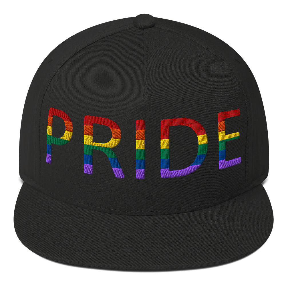 LGBTQ Pride Embroidered Snapback Baseball Cap Black Pride lgbtq-pride-embroidered-snapback-baseball-cap-black-front