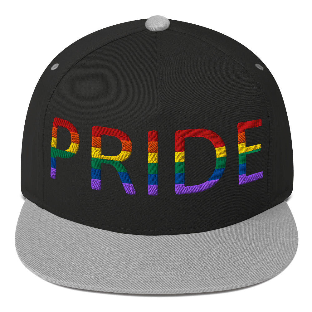 LGBTQ Pride Embroidered Snapback Baseball Cap Black Grey Pride lgbtq-pride-embroidered-snapback-baseball-cap-black-grey-front