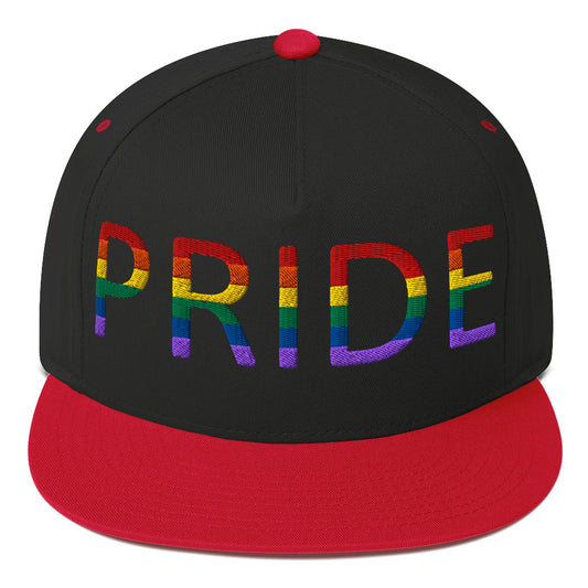 LGBTQ Pride Embroidered Snapback Baseball Cap Black Red Pride lgbtq-pride-embroidered-snapback-baseball-cap-black-red-front