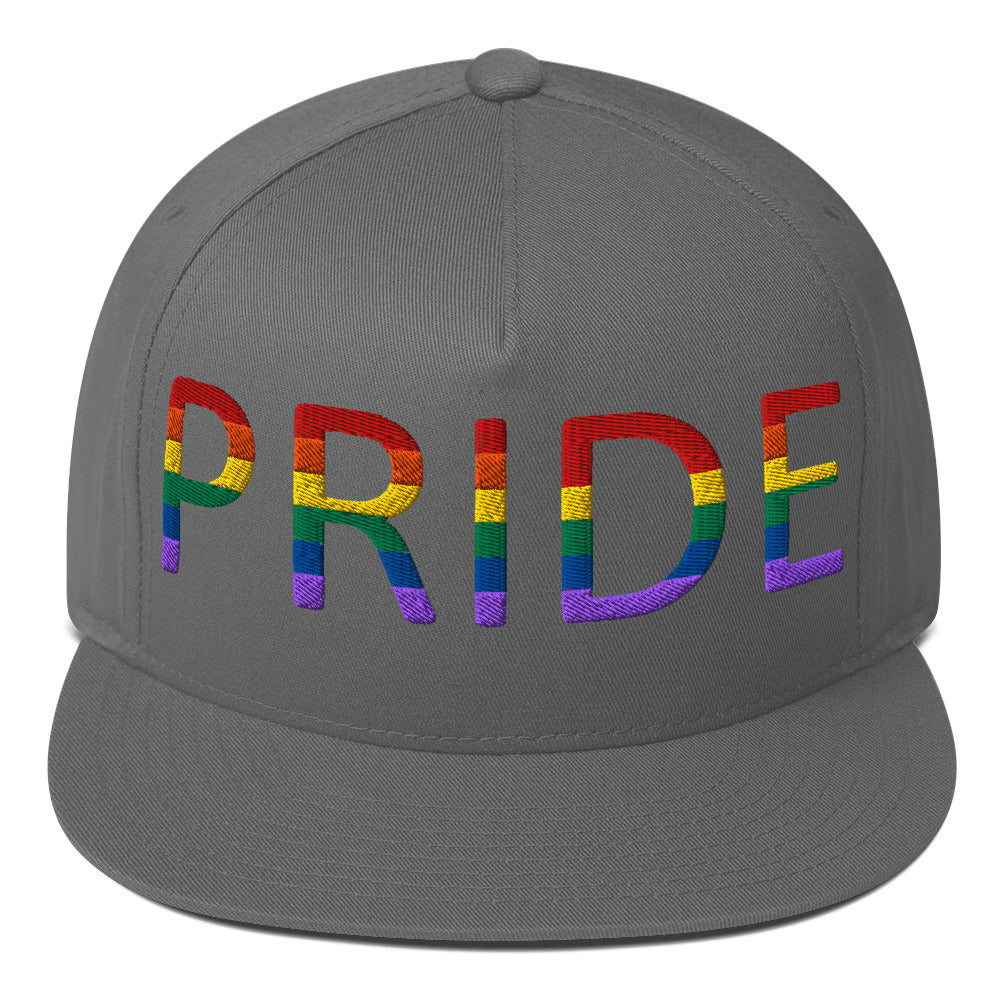 LGBTQ Pride Embroidered Snapback Baseball Cap Grey Pride lgbtq-pride-embroidered-snapback-baseball-cap-grey-front