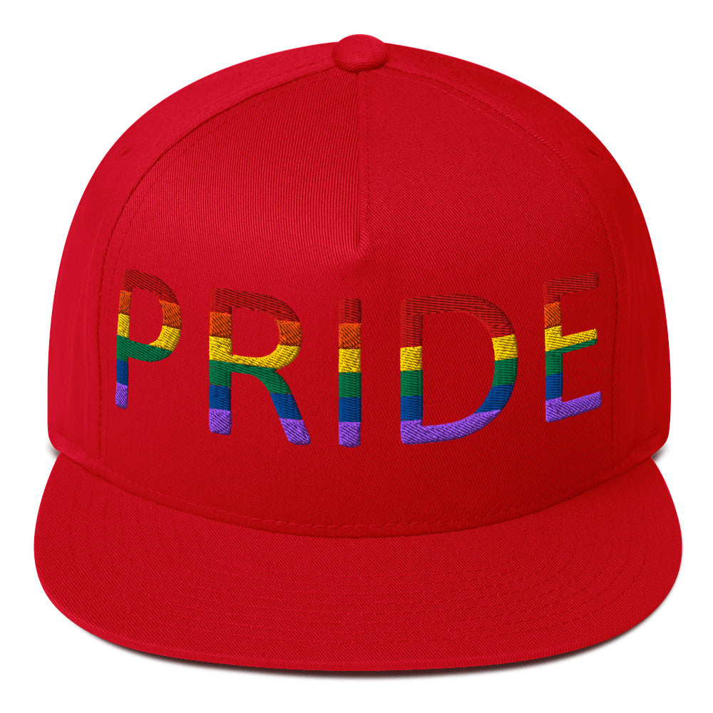 LGBTQ Pride Embroidered Snapback Baseball Cap Red Pride lgbtq-pride-embroidered-snapback-baseball-cap-red-front