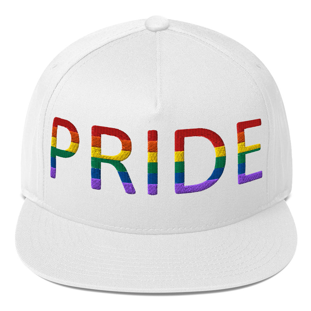 LGBTQ Pride Embroidered Snapback Baseball Cap White Pride lgbtq-pride-embroidered-snapback-baseball-cap-white-front