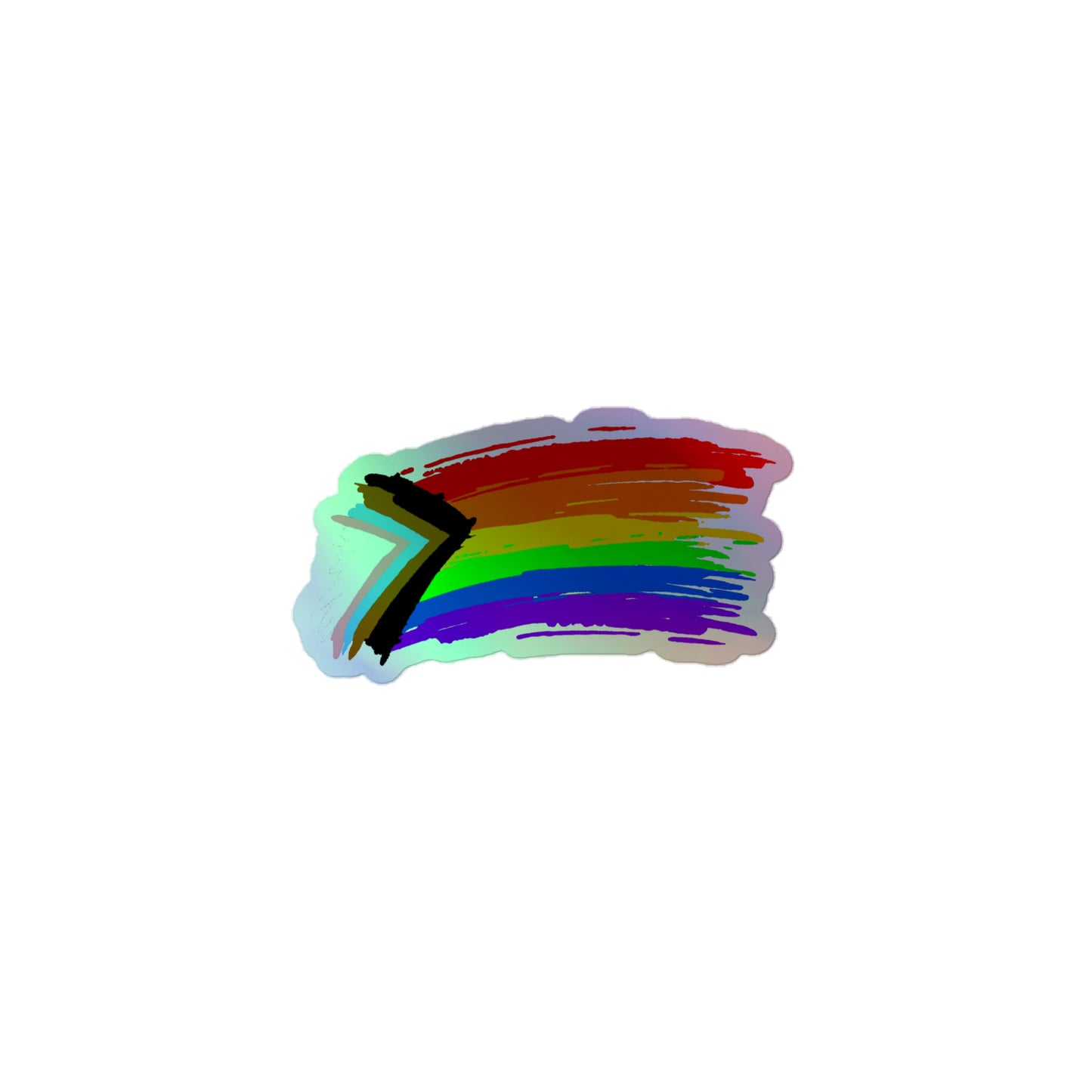 LGBTQ Pride Flag Holographic Sticker - Progress Pride 3″ Pride lgbtq-pride-flag-holographic-sticker-progress-pride-3in-front Holographic Sticker