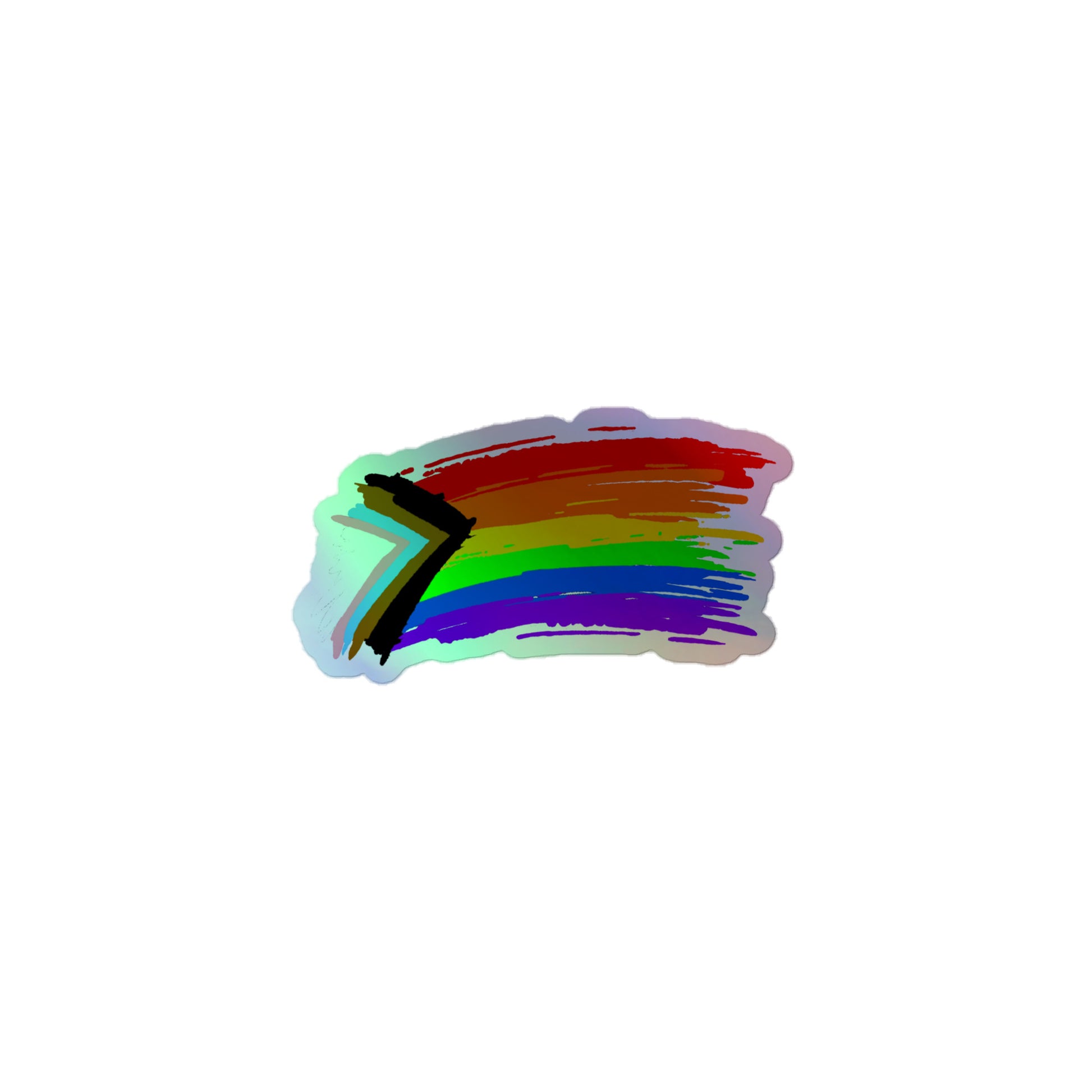 LGBTQ Pride Flag Holographic Sticker - Progress Pride 3″ Pride lgbtq-pride-flag-holographic-sticker-progress-pride-3in-front Holographic Sticker