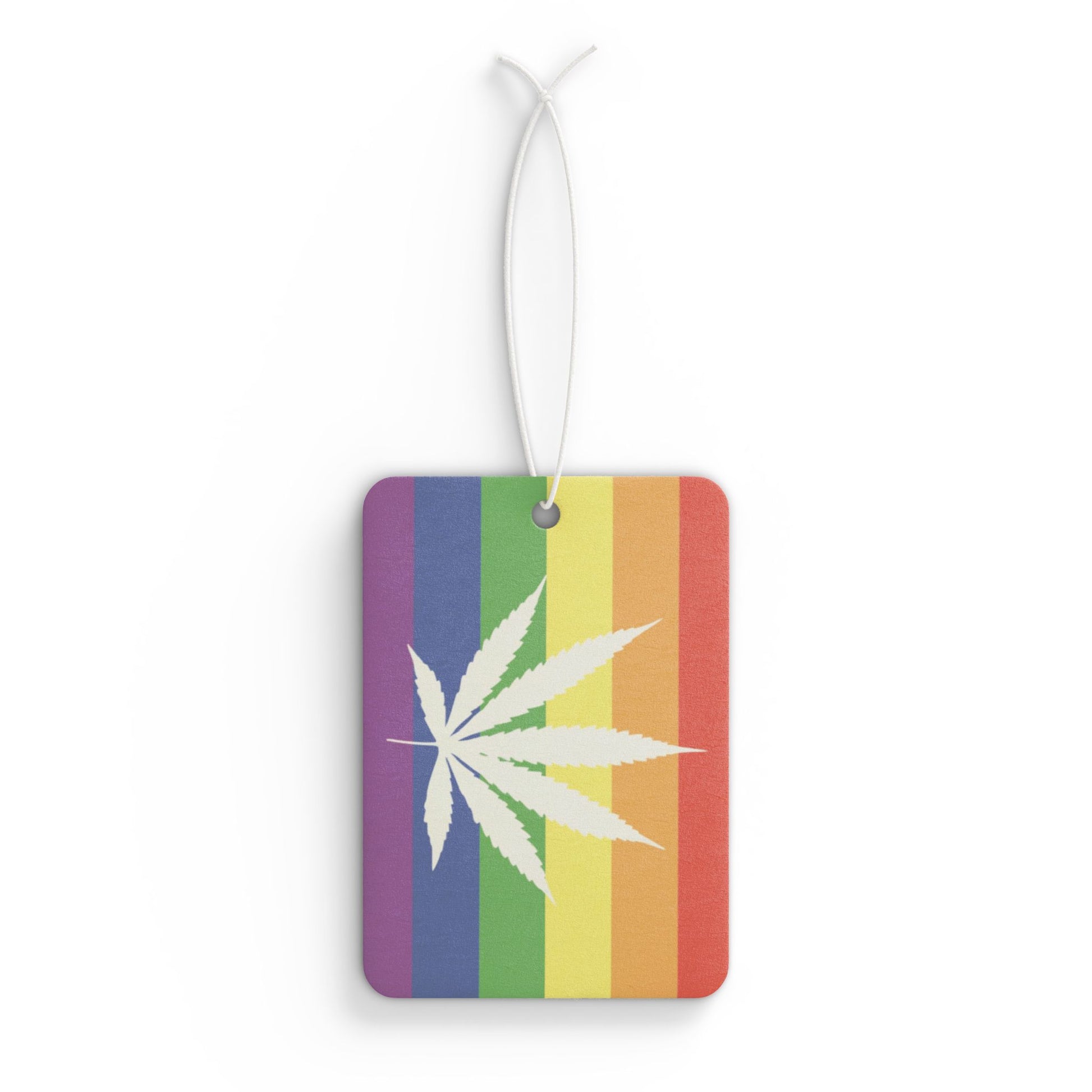 LGBTQ Pride Flag Marijuana Car Air Freshener Pride lgbtq-pride-flag-marijuana-car-air-freshener-front