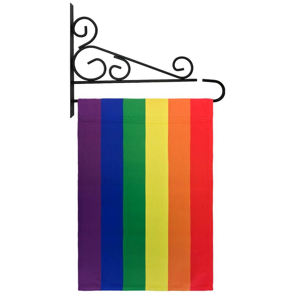 LGBTQ Pride Flag Rainbow Garden Flag 12x18 Pride Flag with Wall Bracket lgbtq-pride-flag-rainbow-garden-flag-12x18-bracket Garden Flag
