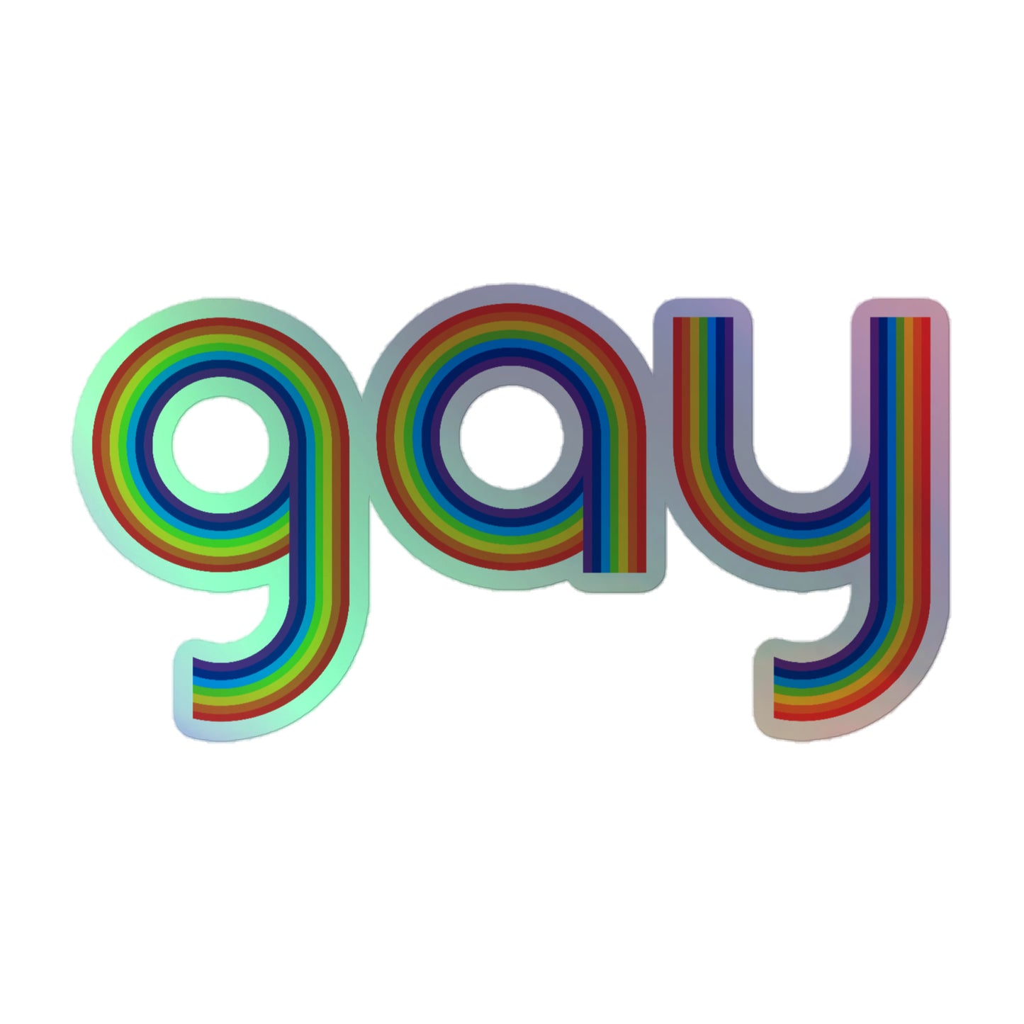 LGBTQ Pride Holographic Sticker - Gay 5.5″ Gay lgbtq-pride-holographic-sticker-gay-5in-front Holographic Sticker