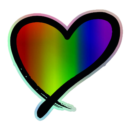 LGBTQ Pride Holographic Sticker - Heart 5.5″×5.5″ Pride lgbtq-pride-holographic-sticker-heart-5in-front