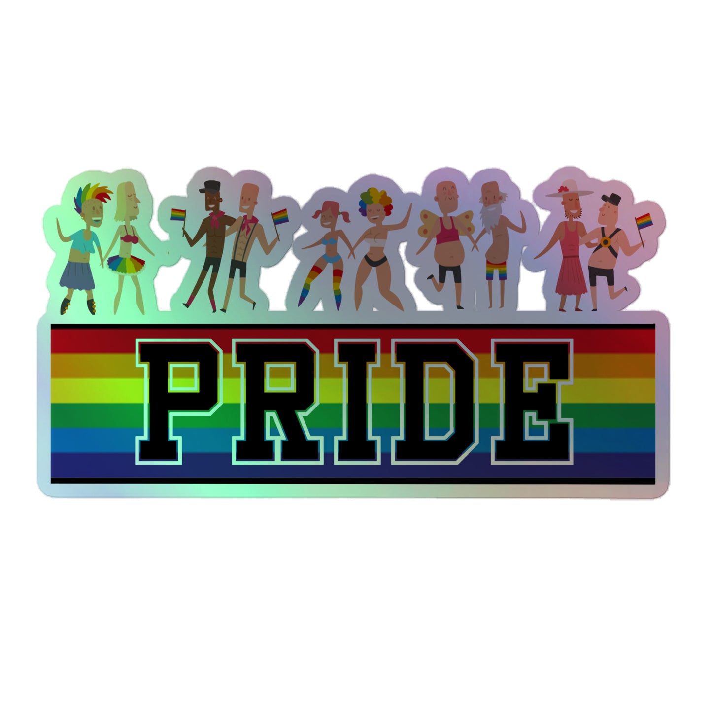 LGBTQ Pride Holographic Sticker - Pride Parade 5.5″ Pride lgbtq-pride-holographic-sticker-pride-parade-5in-front