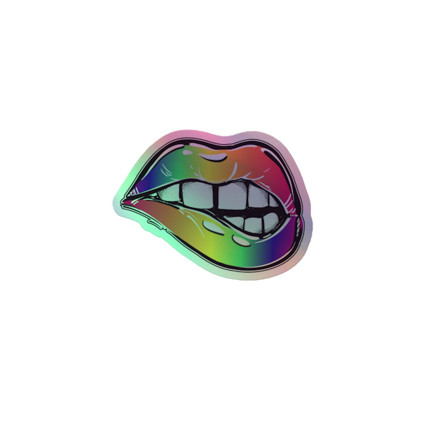 LGBTQ Pride Holographic Sticker - Rainbow Lips 3″ Pride lgbtq-pride-holographic-sticker-rainbow-lips-3in-front Holographic Sticker
