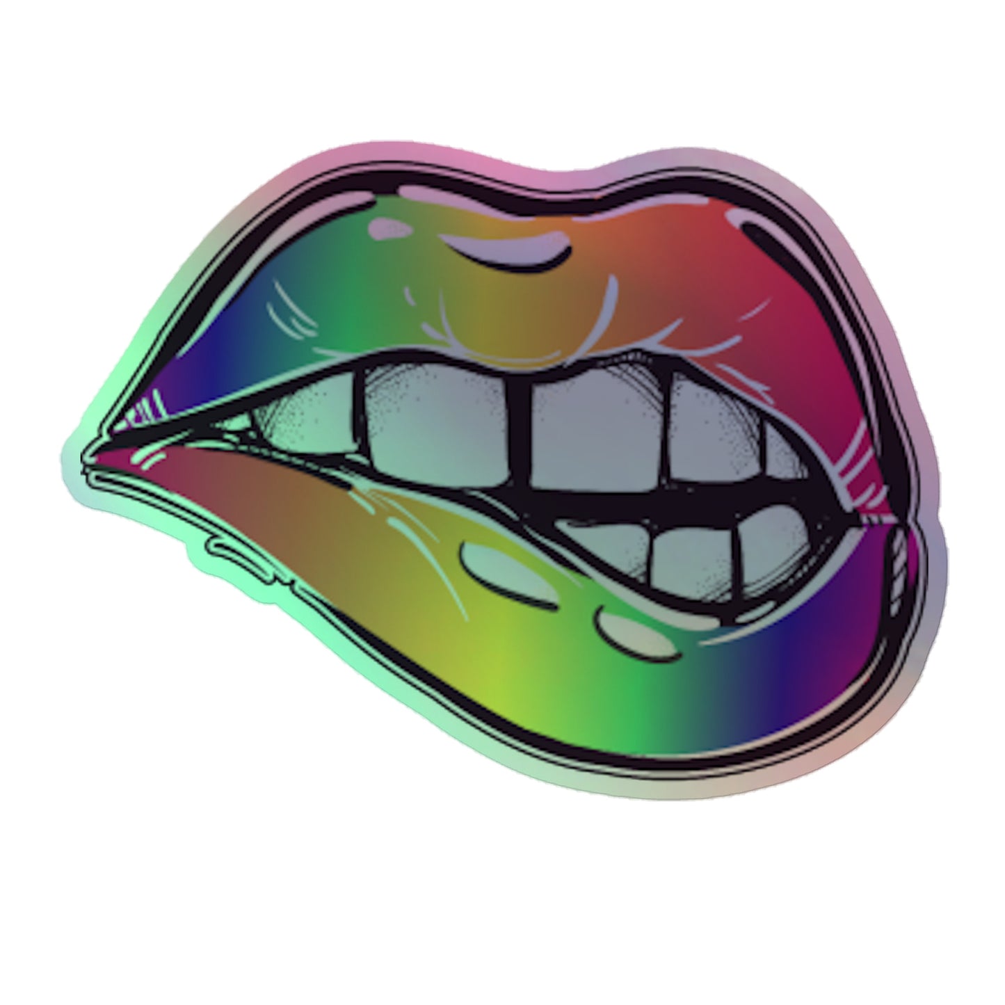 LGBTQ Pride Holographic Sticker - Rainbow Lips 5.5″ Pride lgbtq-pride-holographic-sticker-rainbow-lips-5in-front Holographic Sticker
