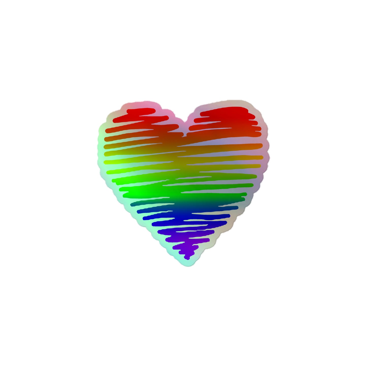 LGBTQ Pride Holographic Sticker - Scribble Heart 3' Pride lgbtq-pride-holographic-sticker-scribble-heart-3in-front Holographic Sticker