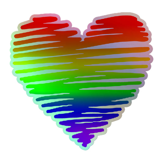 LGBTQ Pride Holographic Sticker - Scribble Heart 5.5″ Pride lgbtq-pride-holographic-sticker-scribble-heart-5in-front