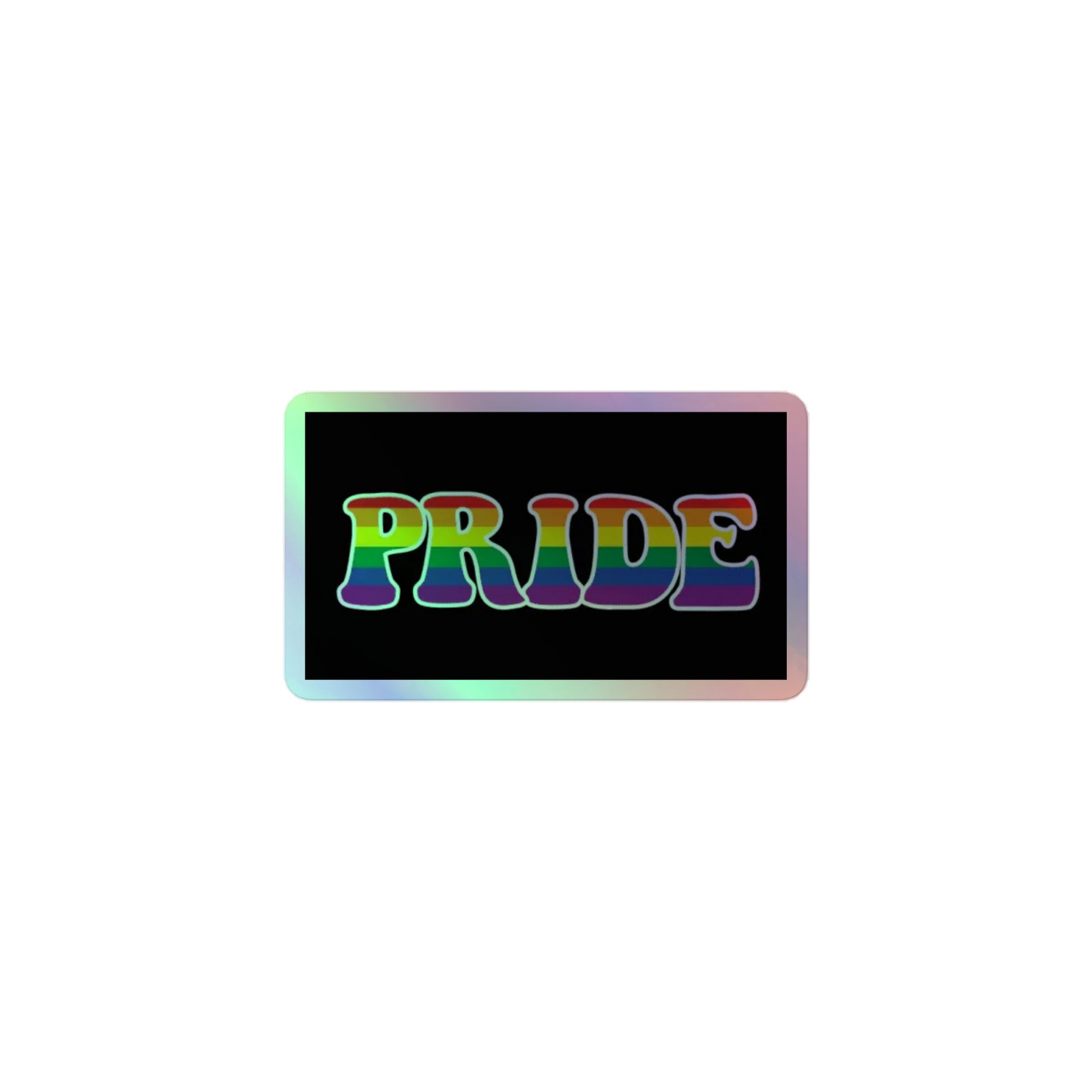 LGBTQ Pride Holographic Sticker - Pride 3' Pride lgbtq-pride-holographic-sticker-with-word-pride-3in-front Holographic Sticker