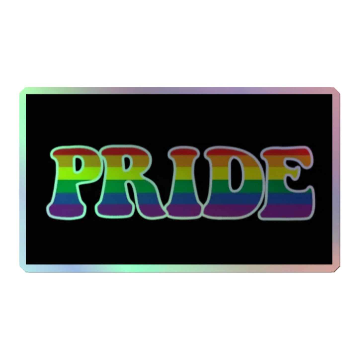 LGBTQ Pride Holographic Sticker - Pride 5.5″ Pride lgbtq-pride-holographic-sticker-with-word-pride-5.5in-front Holographic Sticker