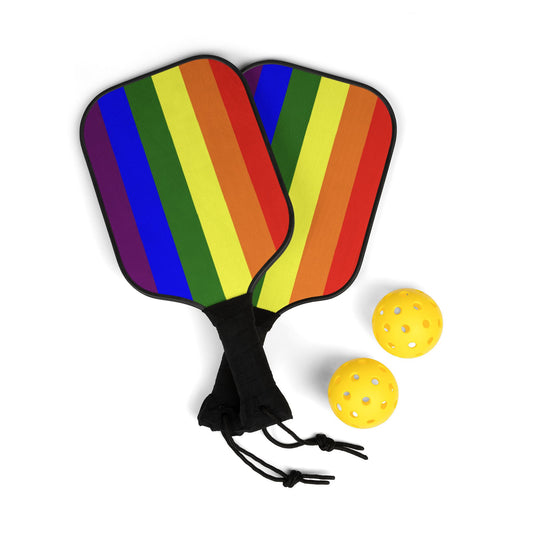 LGBTQ Pride Pickleball Paddle Set with Balls 7.5'' × 15.5'' Pride lgbtq-pride-pickleball-paddle-set-with-balls-front