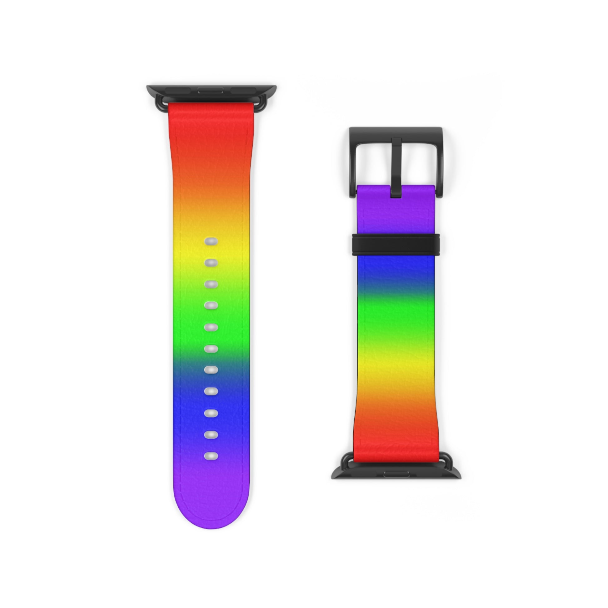 LGBTQ Pride Rainbow Apple Watch Band Strap In Ombre 38 - 41 mm Black Matte Watch Bands