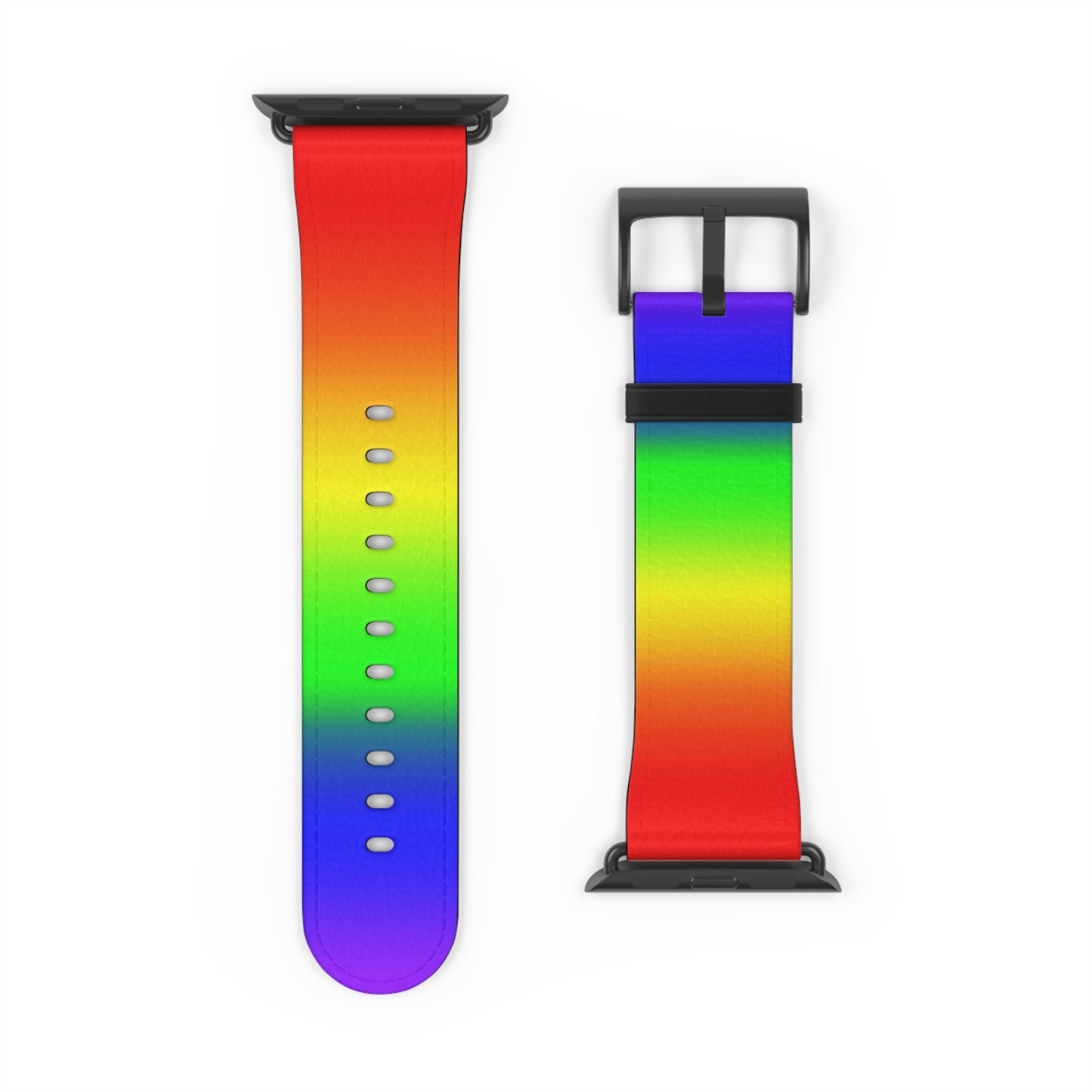 LGBTQ Pride Rainbow Apple Watch Band Strap In Ombre 42 - 45 mm Black Matte 