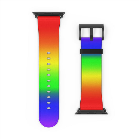 LGBTQ Pride Rainbow Apple Watch Band Strap In Ombre 42 - 45 mm Black Matte 