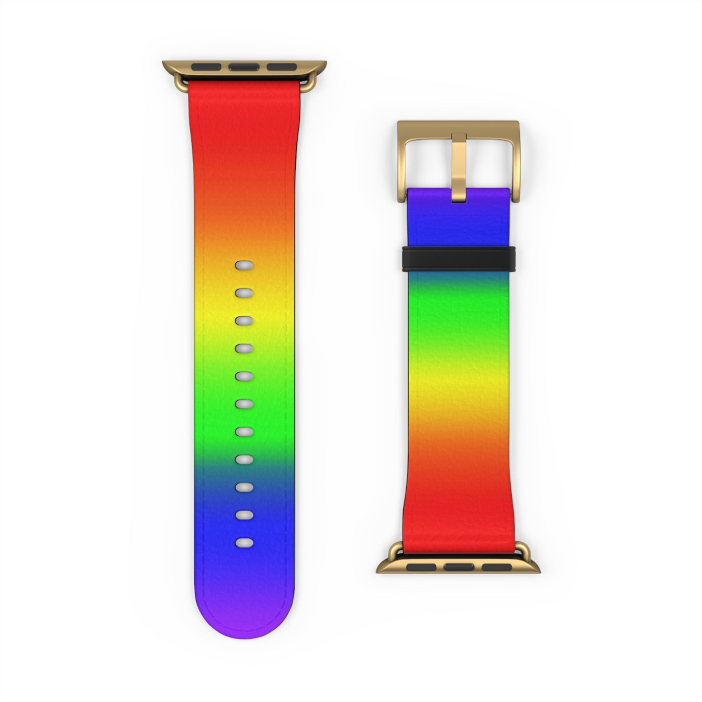LGBTQ Pride Rainbow Apple Watch Band Strap In Ombre 42 - 45 mm Gold Matte 