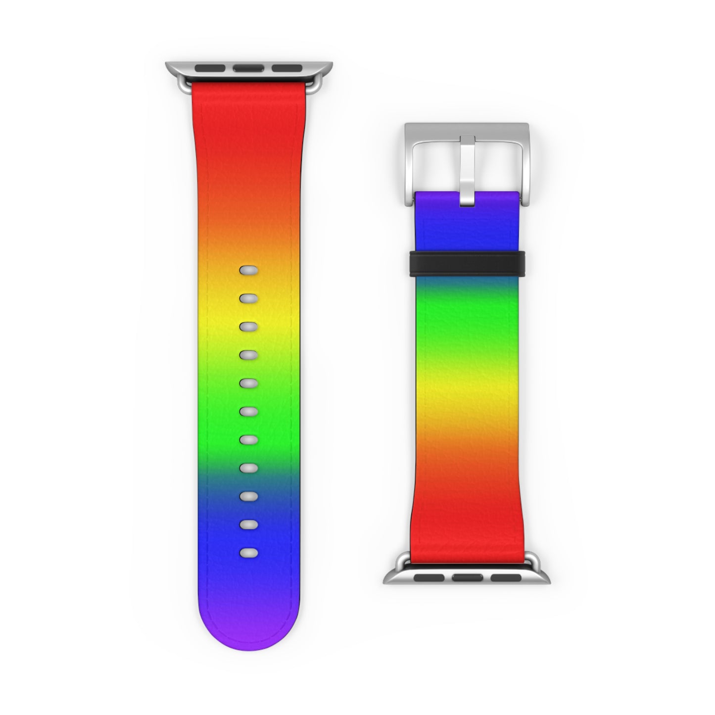 LGBTQ Pride Rainbow Apple Watch Band Strap In Ombre 42 - 45 mm Silver Matte 