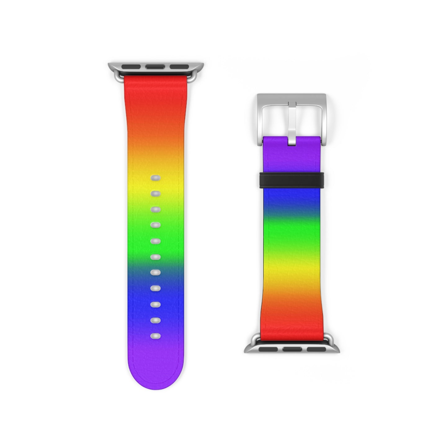 LGBTQ Pride Rainbow Apple Watch Band Strap In Ombre 38 - 41 mm Silver Matte 