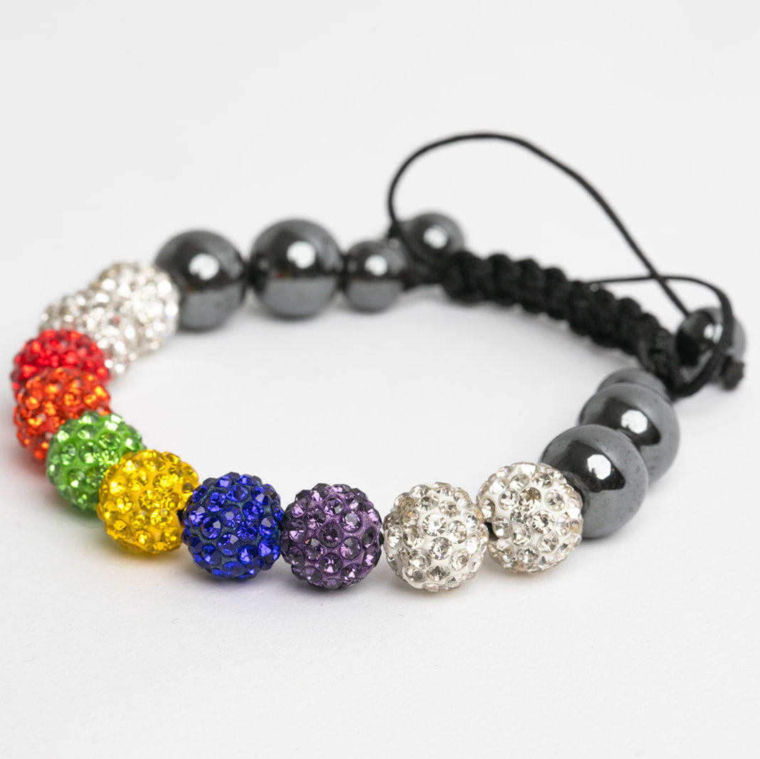 lgbtq bracelet with colorful beads on a white background