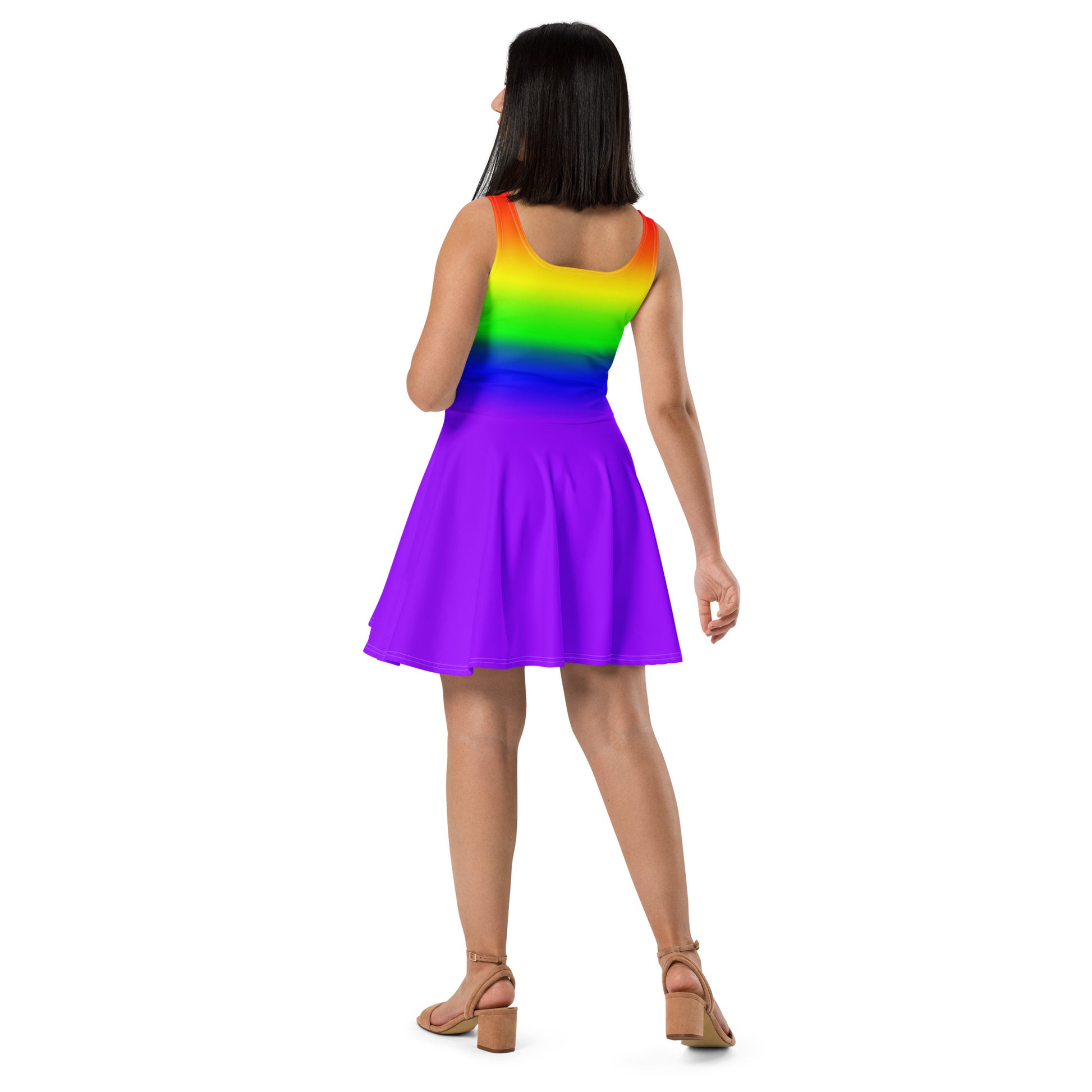 LGBTQ Pride Skater Dress lgbtq-pride-rainbow-skater-dress-back-lifestyle