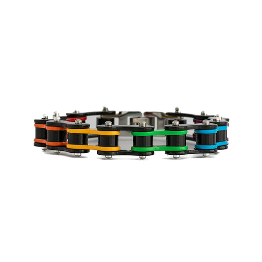 LGBTQ Pride Rainbow Stainless Steel Bike Chain Bracelet