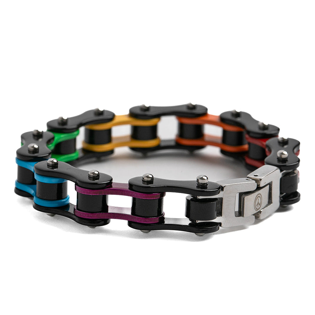 LGBTQ Pride Rainbow Stainless Steel Bike Chain Bracelet