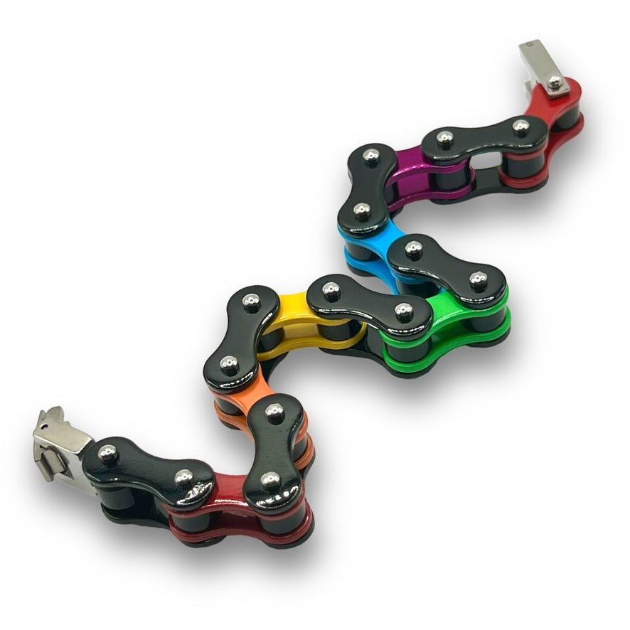 LGBTQ Pride Rainbow Stainless Steel Bike Chain Bracelet