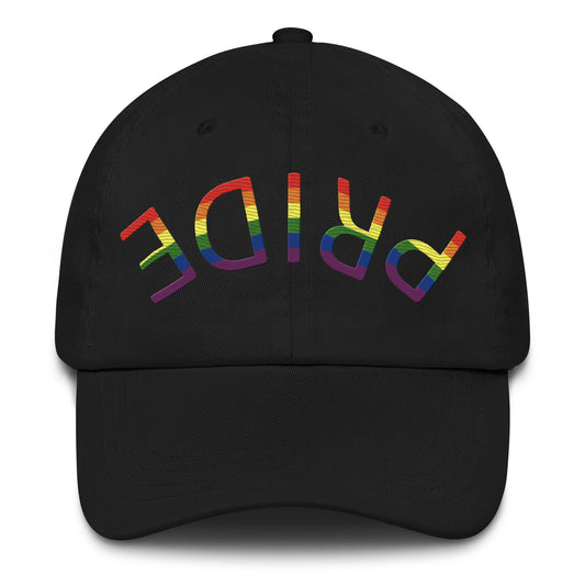 LGBTQ Pride Upside Down Embroidered Baseball Hat Black Pride lgbtq-pride-upside-down-embroidered-baseball-hat-black-front Baseball Caps