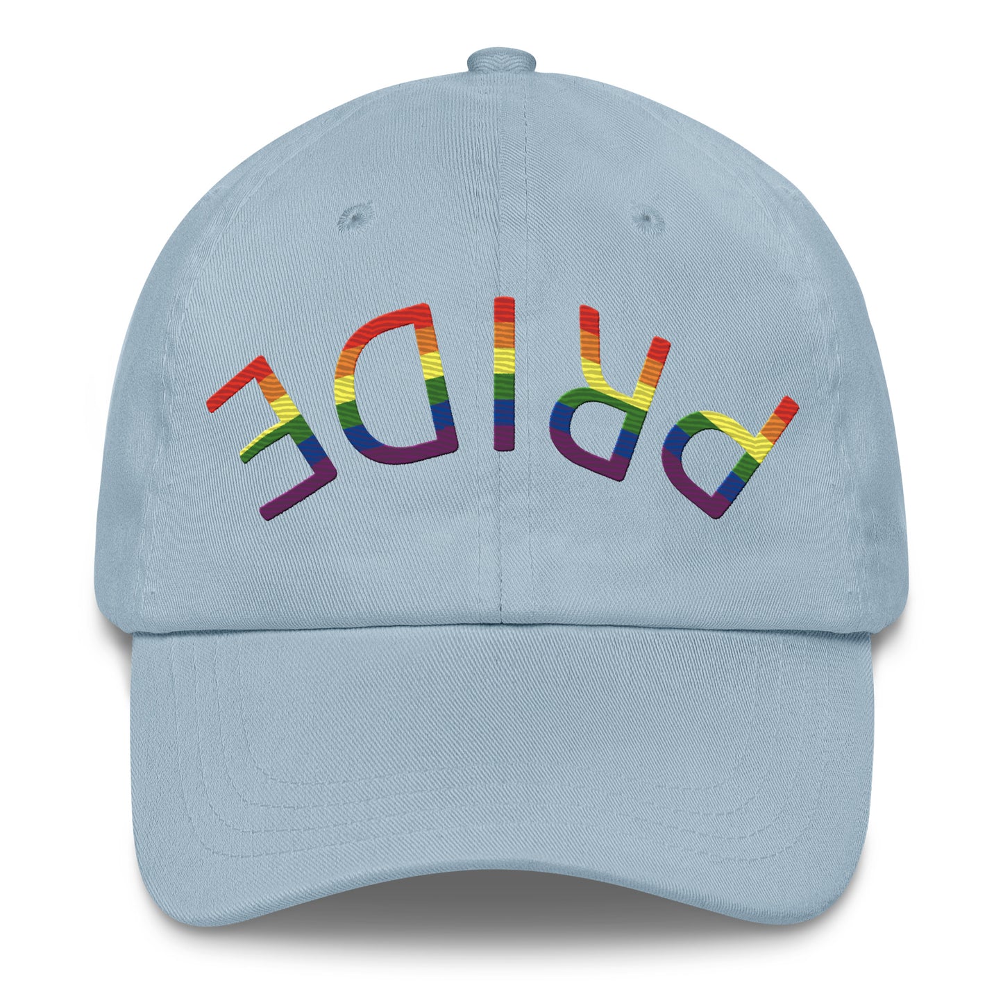 LGBTQ Pride Upside Down Embroidered Baseball Hat Light Blue Pride lgbtq-pride-upside-down-embroidered-baseball-hat-light-blue-front Baseball Caps