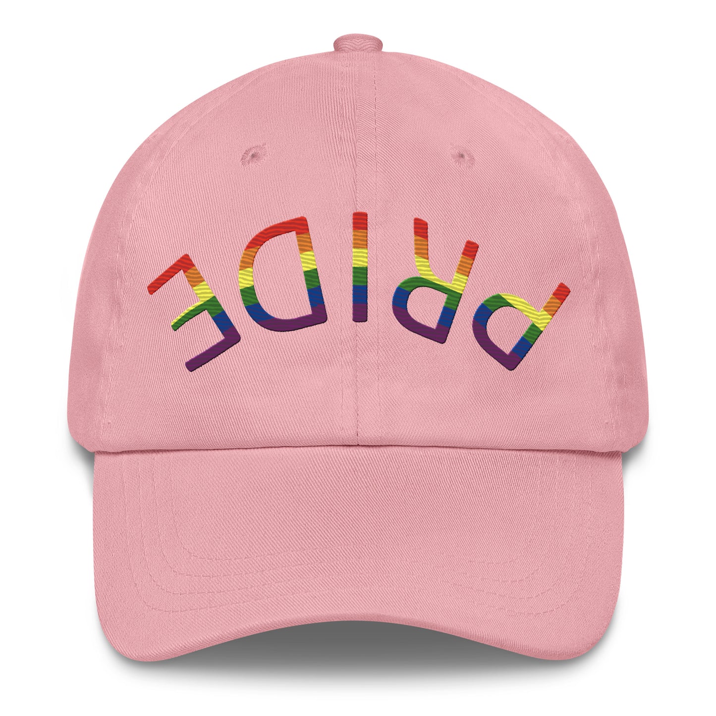 LGBTQ Pride Upside Down Embroidered Baseball Hat Pink Pride lgbtq-pride-upside-down-embroidered-baseball-hat-pink-front Baseball Caps