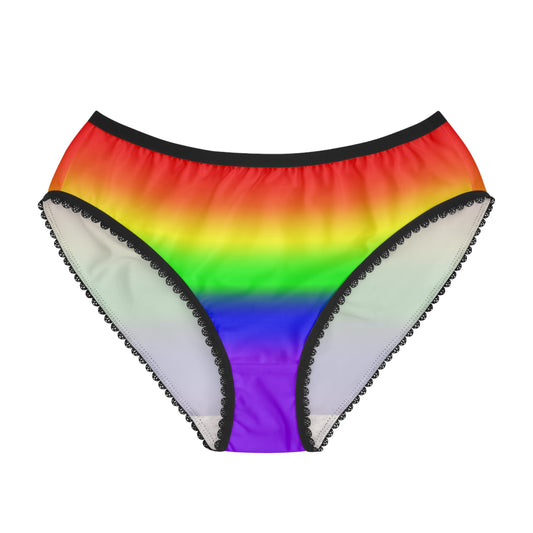 LGBTQ Pride Women's Bikini Briefs Panties - Rainbow Black Lace Pride lgbtq-pride-womens-bikini-briefs-panties-rainbow-front